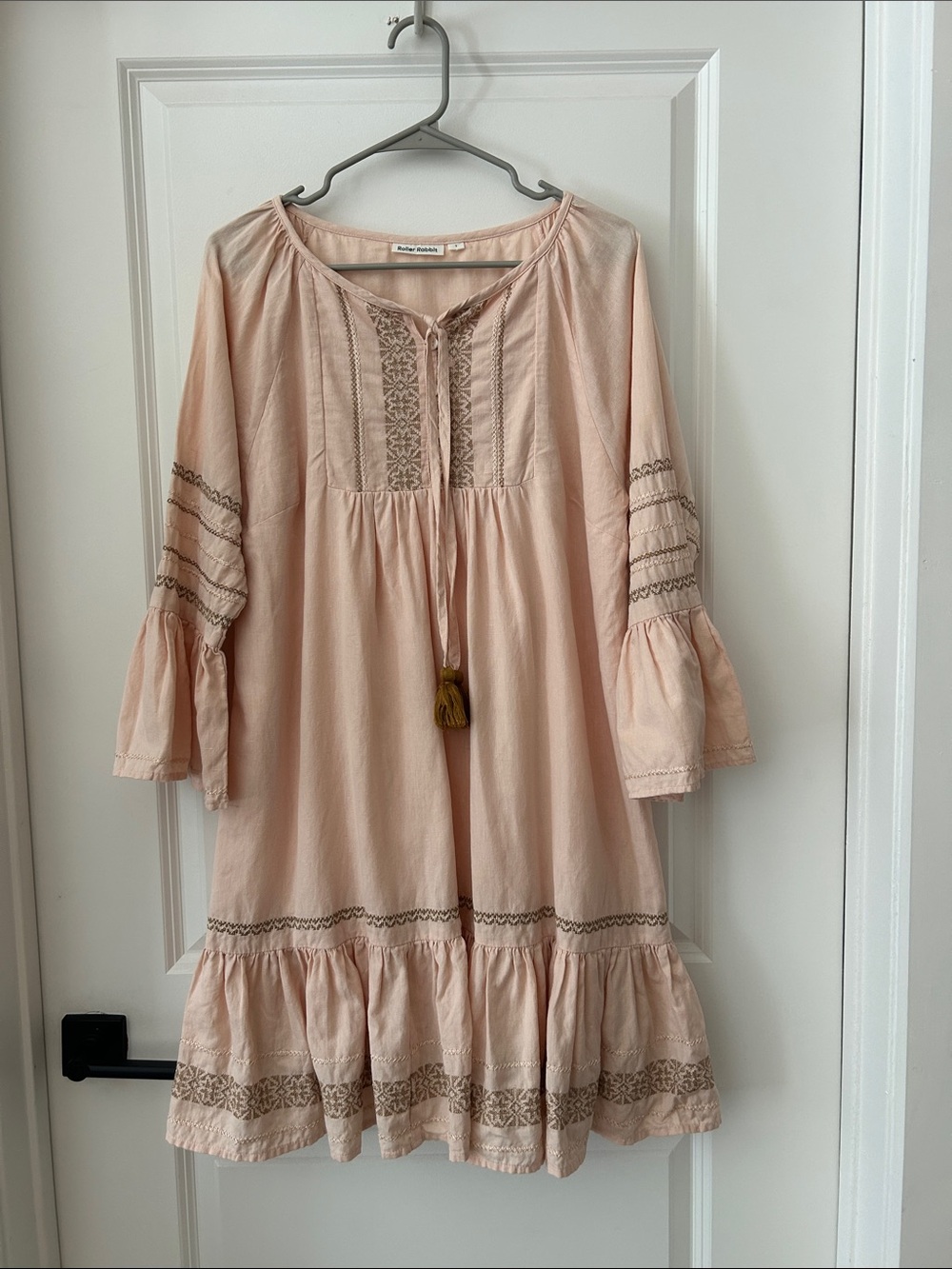 Roller Rabbit Blush Pink Embroidered Mini Dress